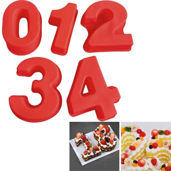 1 stk store silikon 3D tall kakeformer 10 tommer tall bakeformer 5