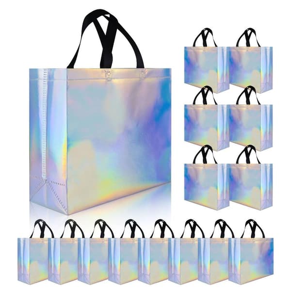 5/10 STK Non-woven mulepose blank regnbue gavepose genanvendelig Fa 5PCS