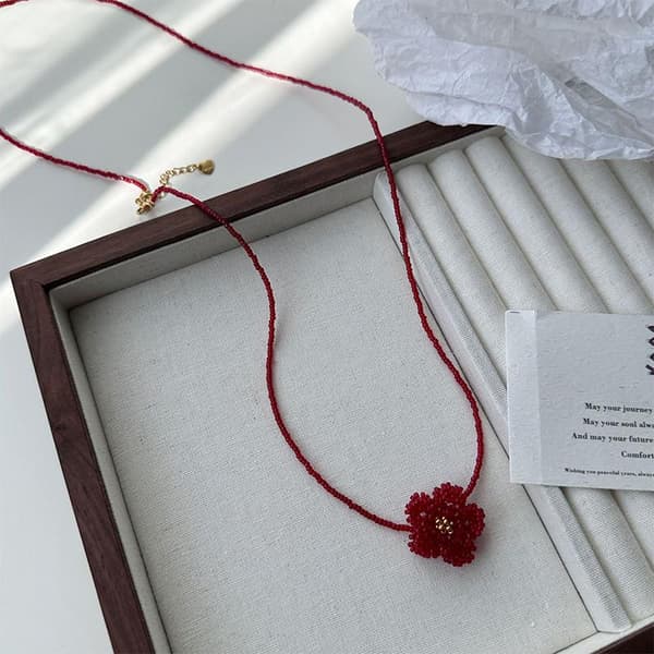 1 stk. e Røde Kamelia Perler Strand Blomster Vedhæng Halskæder Til Kvinder