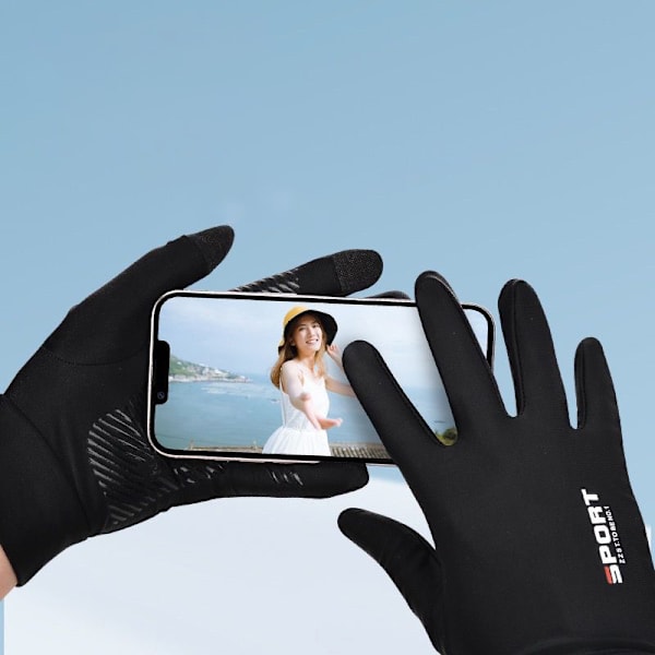 Ice Silk Full Finger cykelhandsker til mænd og kvinder Outdoor S Black