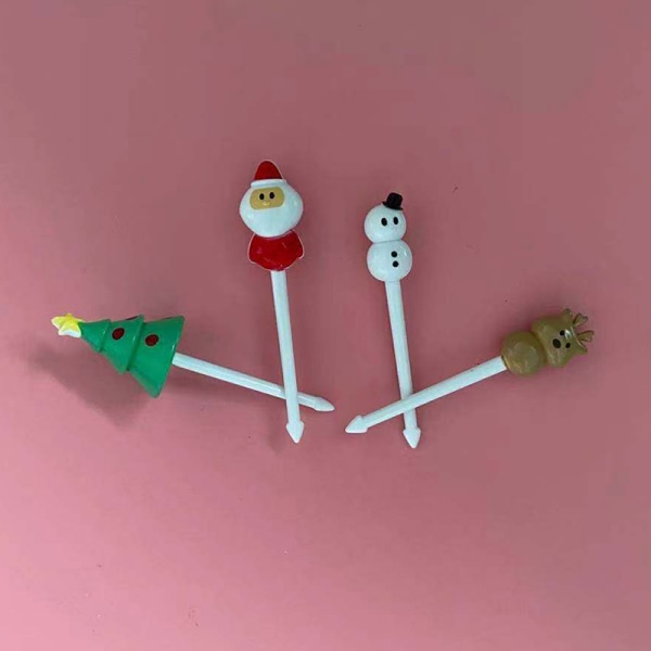 Christmas Creative Cartoon Frugtgaffel Plast Lille Gaffel Sød A