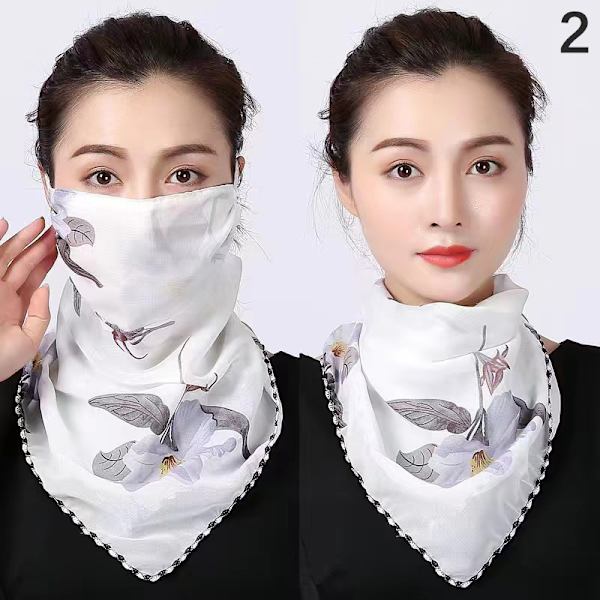 1st Kvinnor Solmask Chiffong Hals Damask Häng öra Chiffong Andning 2