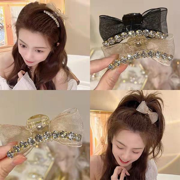 1 stk Hodeplagg Sweet Light Luxury Wind Mesh Claw Dobbeltsidig B Black