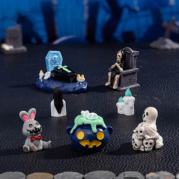 e Halloween Micro Landskab Miniature Figurer Harpiks Håndværk Gar A3