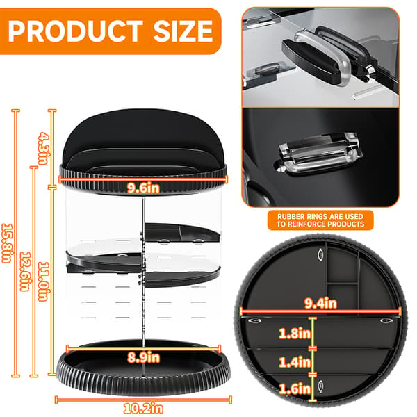 360 roterende makeup-organizer til toiletbord E