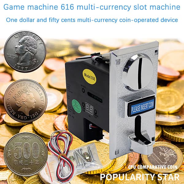 1Pc 616 Multi Coin Slot Acceptor Elektronisk Roll Down Coin Acce