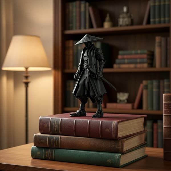 Sort statue med fin 3D-print, perfekt til hjemmekontorbordet