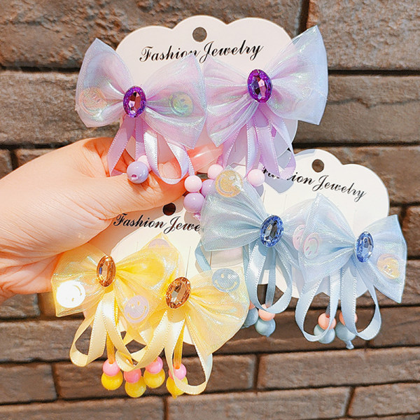 Butterfly Ribbon Hårklämmor för flickor No Harm Baby Diamond Hair Pink