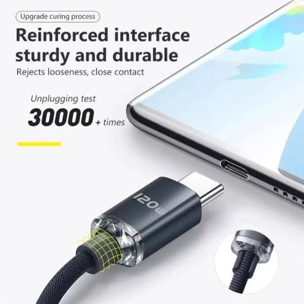 120W 6A Hurtigopladning USB Type C Hurtigopladningskabel til telefon A1