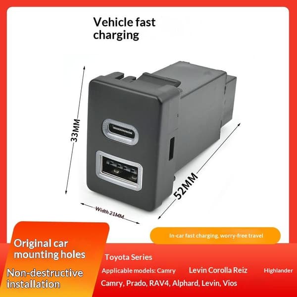 Til RAV4 USB Biloplader PD QC3 0 Hurtigoplader Til Lighter Rig A4