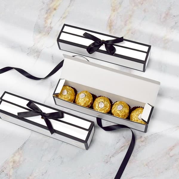 10 st rektangulär rosett Alla hjärtans dag chokladpresentask bröllop Blue