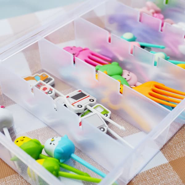 Transparent Barn Gaffel Förvaringslåda Organizer Plast Förvaringslåda 1PCS