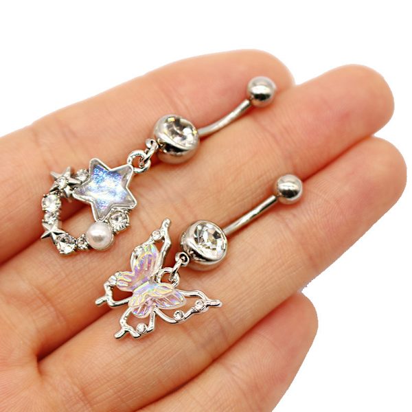 Mode sommerfugl navle ring hjerte zirkon navle ringe Bo 7
