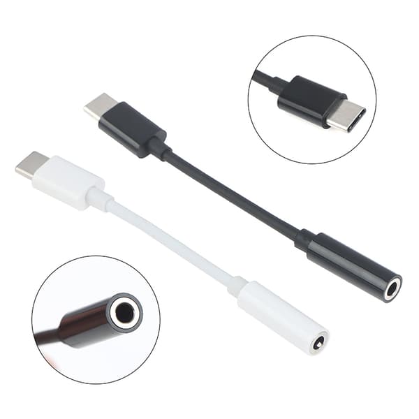 Typ-C till 3,5 mm AUX-jack hörlursadapter o splitter Black