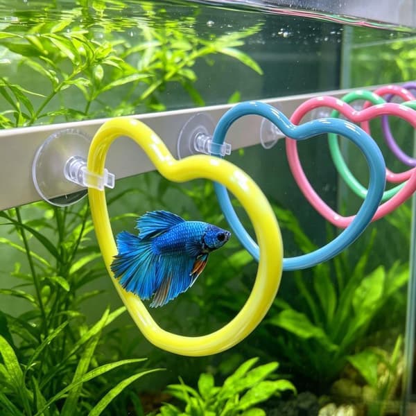 1/6 stk. Betta træningsringe sugekop fisketræning hjertering A2