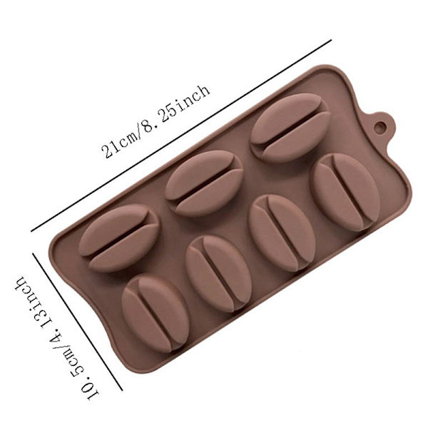 7 Cavity Kaffebønne Silikon Sjokoladeform Plump bakekake