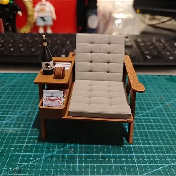1 set 1/12 skala dockhus mini läsfåtölj modell 3D-printad A2