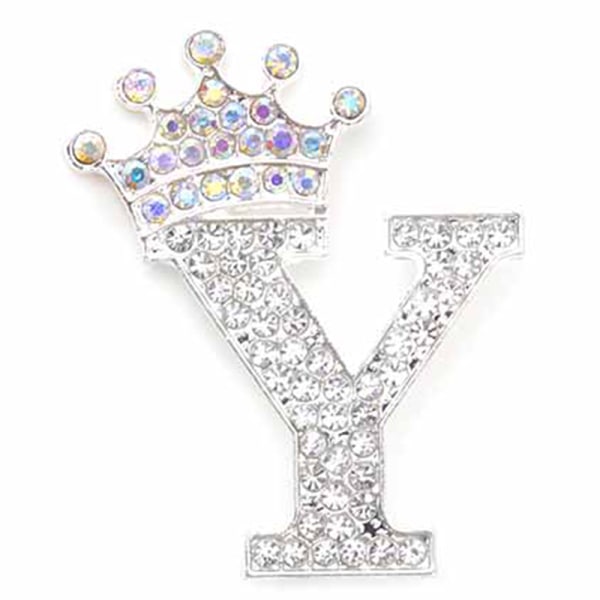 Fashion Crown 26 inledande bokstäver A till Z Crystal Rhinestone Broo Silver-Y