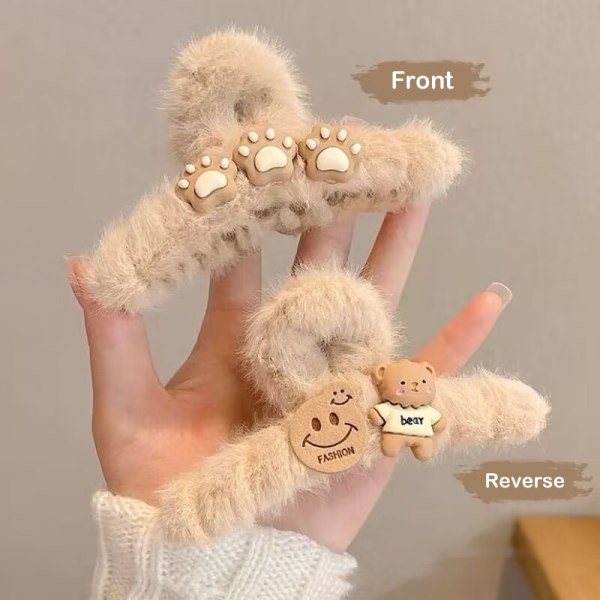 Uusi e Bear Winter Pehmo Hair Claw Clips Shark Hair Clip Hair Ac 01