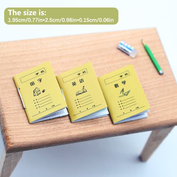 3st 1:12 Dollhouse Miniature Exercise Book English Notebook Mo