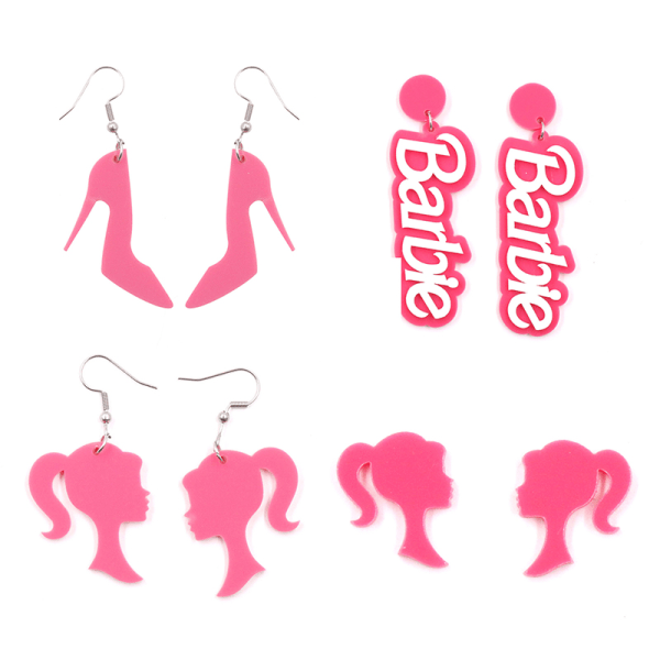 Barbie mote jenter sjarm øredobber rosa hip hop geometrisk 04