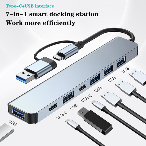 8-I-2 USB HUB 3.0 Type-C OTG Adapter Dock Station 5 Gbps High S 7 in 1