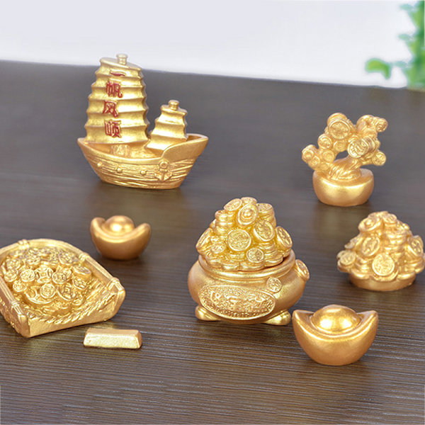 Feng Shui Auspicious Fa Cai Penger Tre Gullbar Bag Lykkelig For A7