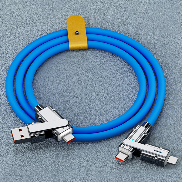 Ny 100W 2 i 2 PD Rask USB-kabel for/ære uttrekkbar portab Blue 1m