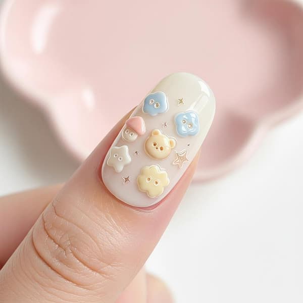 Silikon Nail Art Form e Tecknade Knappmönster Non Stick Surf