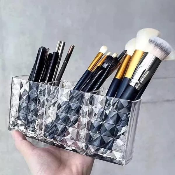1 stk. 3-rums makeupbørsteholder makeup-organizer kosmetikopbevaring