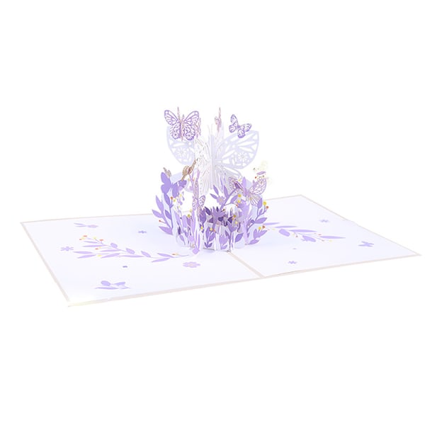 Purple Butterfly Syntymäpäivä Pop Up Card Butterfly Flower Basket 3 Pink