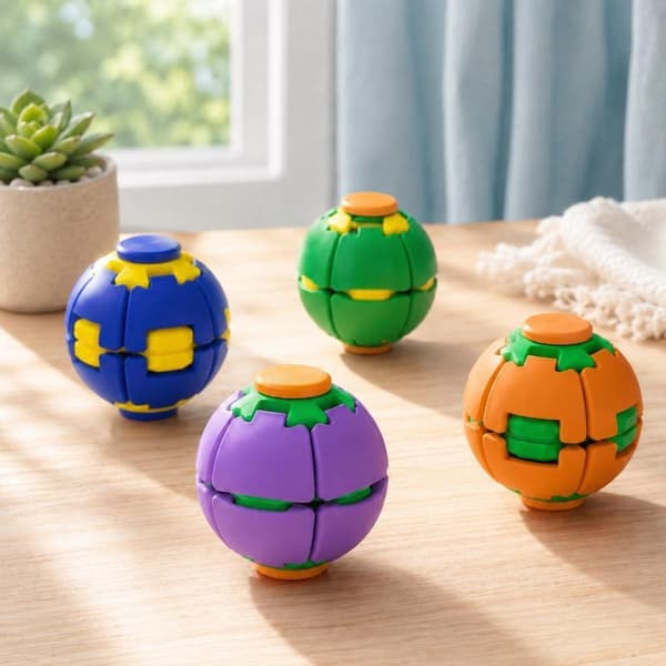 Värikäs Push Spin Fidget Gyro -pallo, tasainen pyöritys lapsille A A3