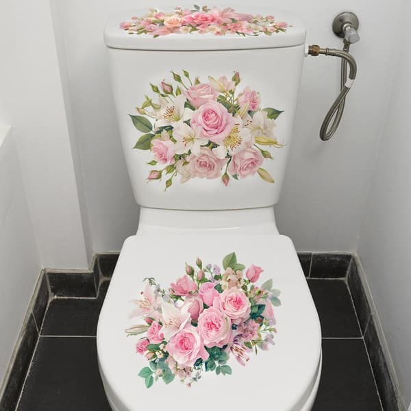 Kukka WC-istuimen tarra Itseliimautuva WC DIY Irrotettava E