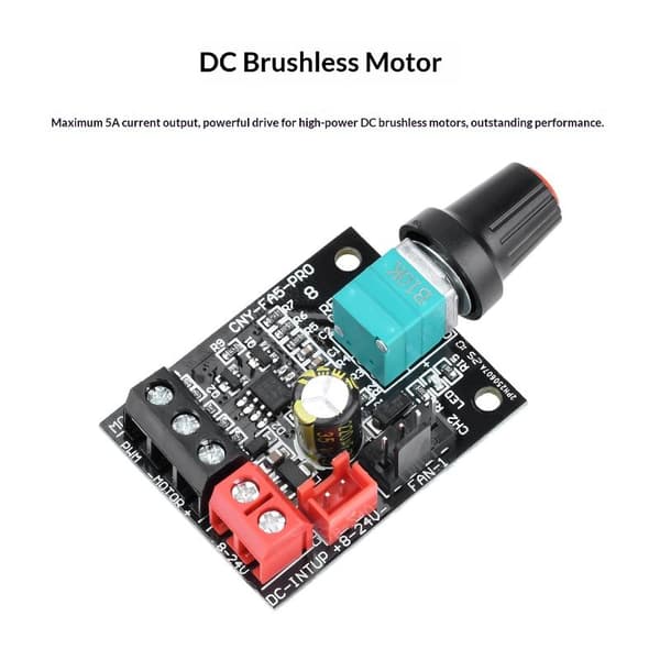 DC 8-24V 5A 4-leder voldsom viftehastighetskontrollmodul DC børste