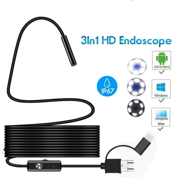 3-i-1 USB-endoskop för OTG Android-telefon 5,5 mm boroskopinspektion 100cm