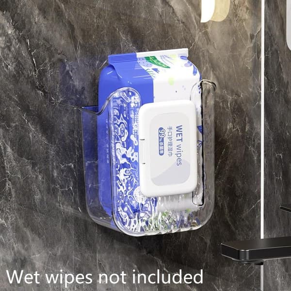 Seinään kiinnitettävä kosteuspyyhkeiden pidike B