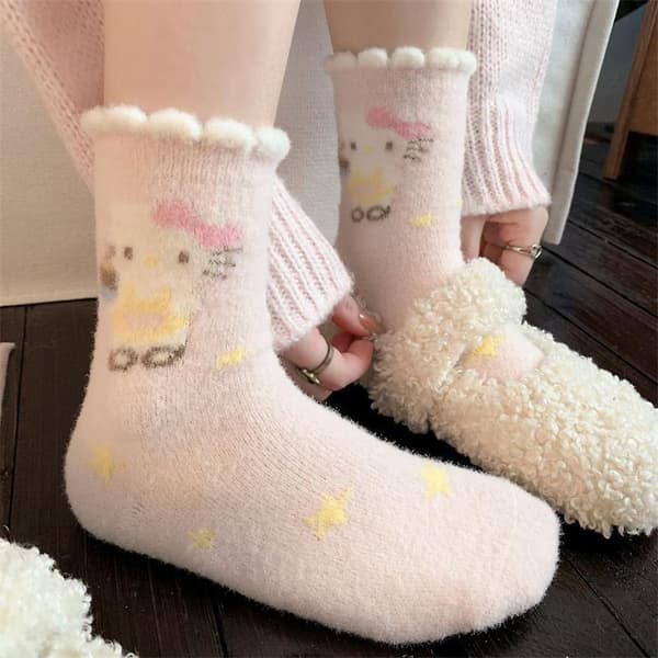 1/5 par Hello Kitty Strumpor Varmare Mellankalvsstrumpor Flicka Hem S A6