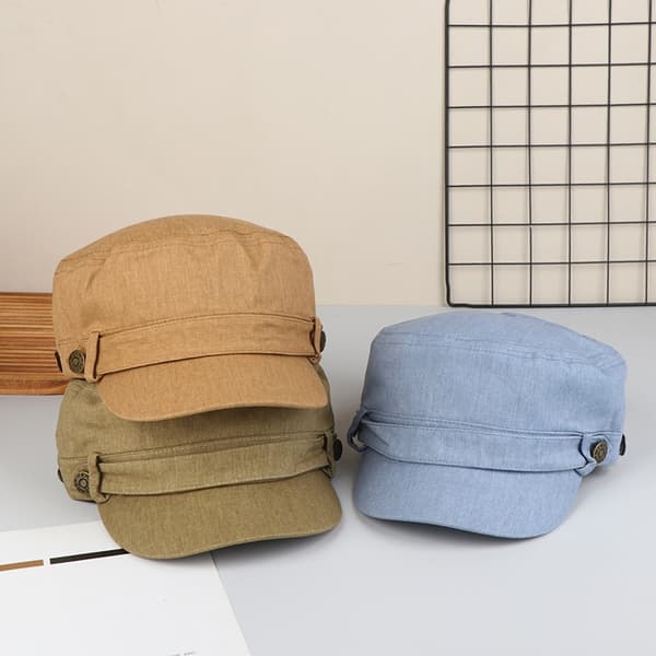 Flat Top Hatt Justerbar Utendørs Fiskeluer Kvinner Menn Solid Black