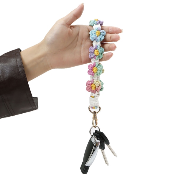 Daisy Flower Håndlaget bilanheng redigering Wovenwrist Lanyard Br B