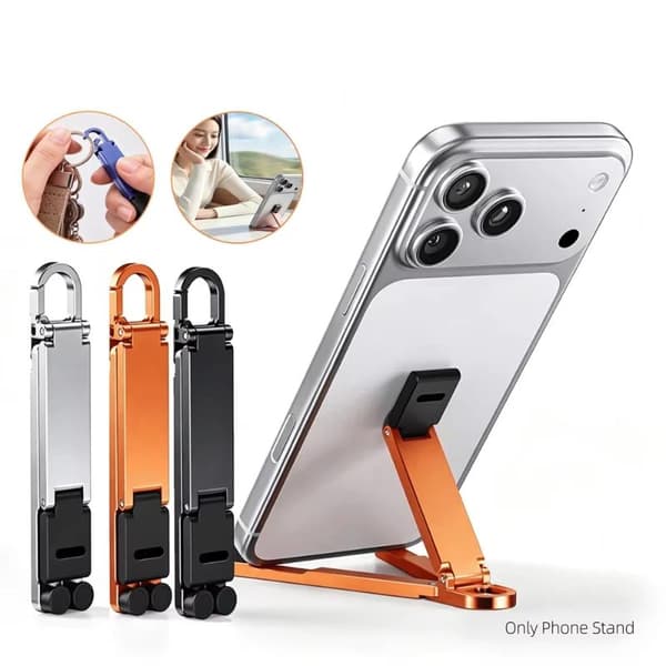 Mini foldbar nøglering telefonholder justerbar letvægts mobil Orange
