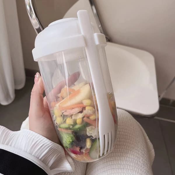 Frukostsallad Koppar Havregrynsflingor Nöt Yoghurt Behållare Set Wi White