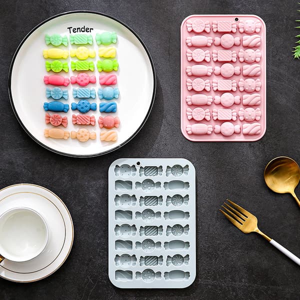 24 hulrum forskellige slik silikoneforme fondant chokoladeform Blue