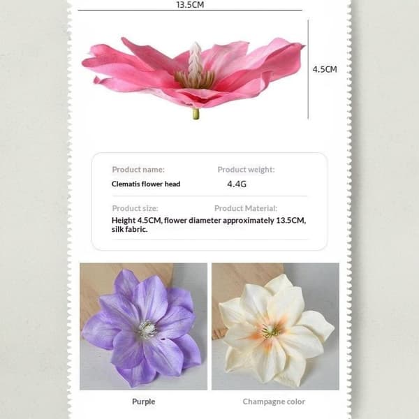 5 st konstgjord blomma DIY blomsterhantverk Clematis blommar DIY Vi A3 5PCS