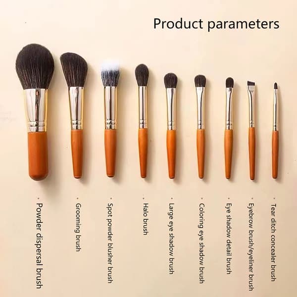 9 st Protable Makeup Borstar Set Mini Blush Kosmetiska ögonbryn Ey 9PcsBrush