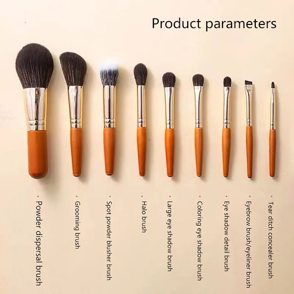 9 stk Protable Makeup Børster Sæt Mini Blush Kosmetisk øjenbryn Ey 9PcsBrushBox