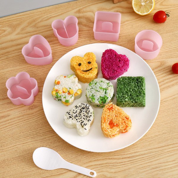 5 stk Cartoon Shape Rice Ball Sett Sushi Mold Bento Stamper Kitc Blue