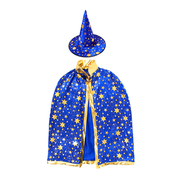 Lasten viitta velhokaapu cosplay hattu viitta puku Halloween Blue