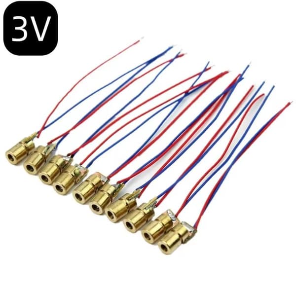 10 stk. justerbar mini-pointerdiode RØD prik-diodkredsløb kobber 3V10PCS