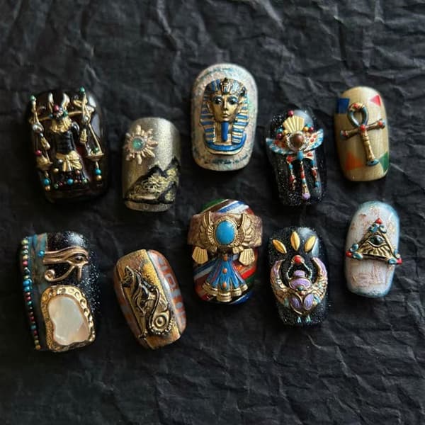 Retro egyptisk neglekunst silikonform 3D preget utskjæringsverktøy