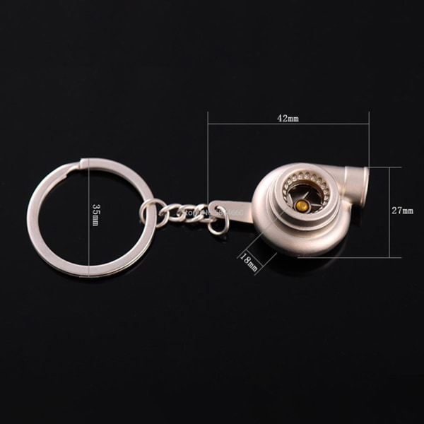 Mini Turbo Turbolader nøkkelring Spinning Turbine nøkkelring Gun Black